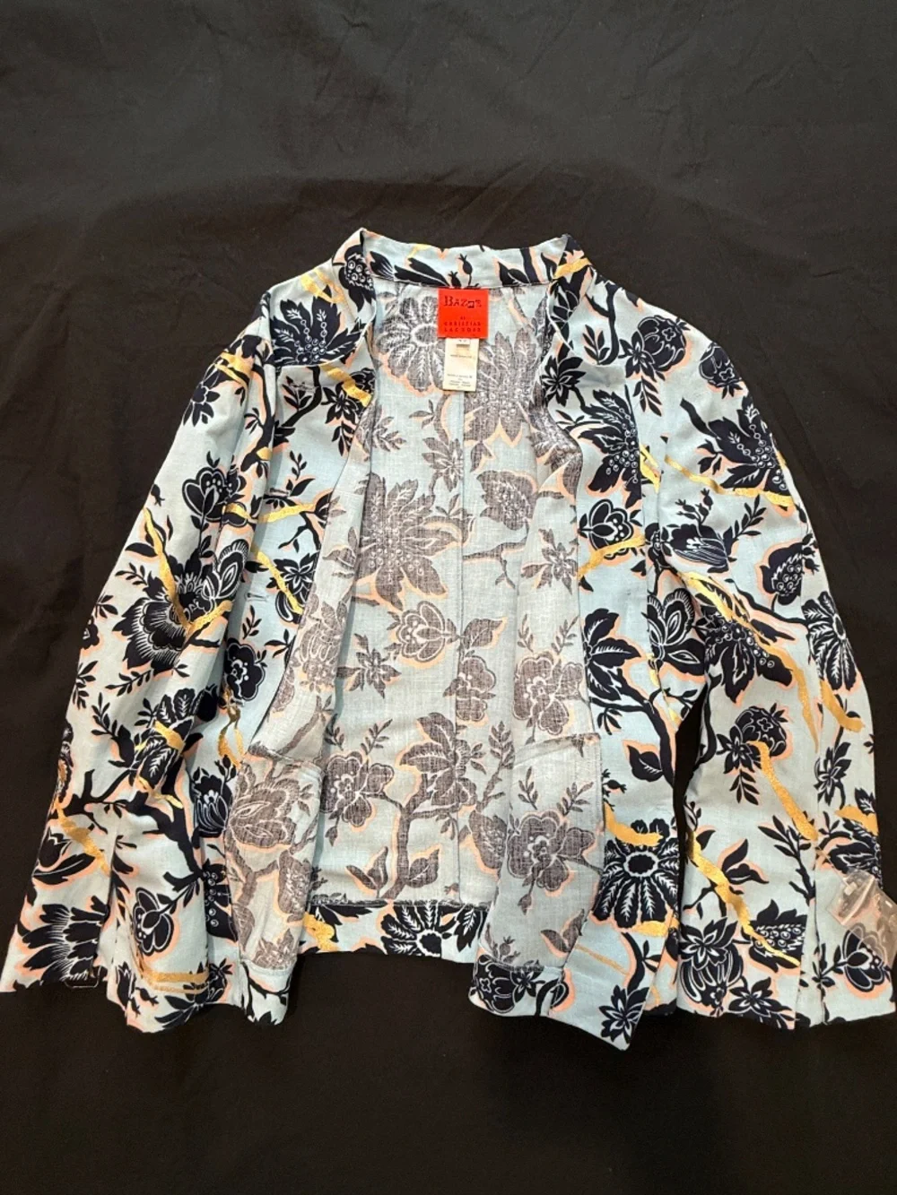 Vintage Bazar by Christian Lacroix blue floral blazer jacket, made France, EU 42 - Picture 6 of 14